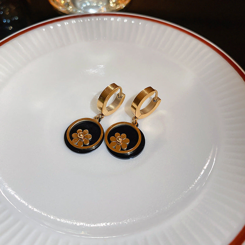 Chic Vintage Heart-Shaped Enamel Earrings with 925 Sterling Silver Posts for Women