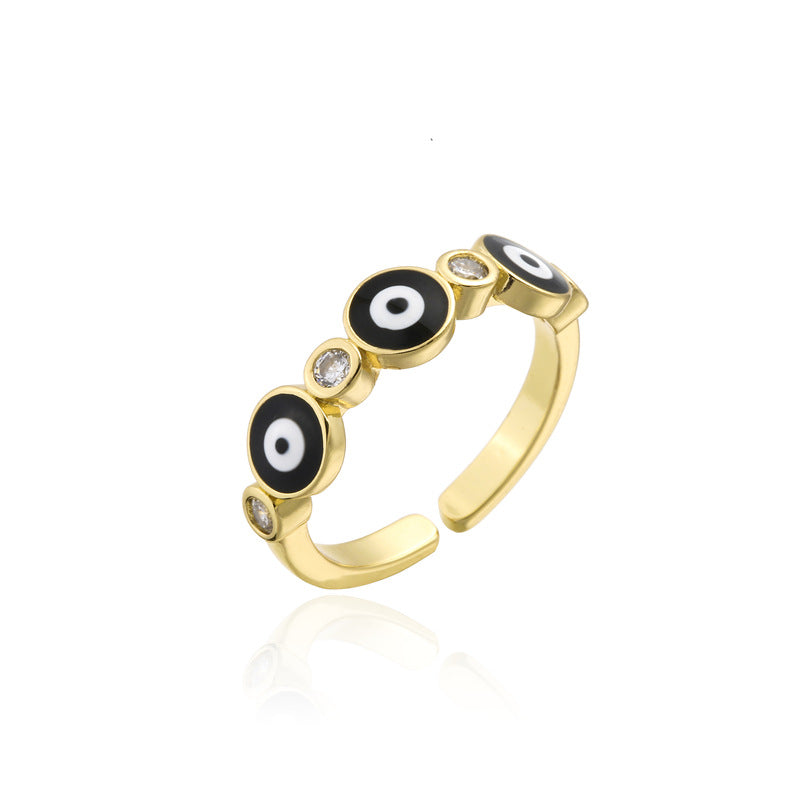 Geometric Drip Oil Brass 18K Gold Plated Cubic Zirconia Ring for Women