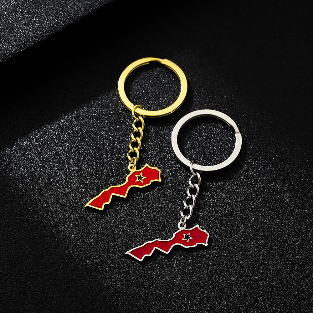 Colgante Vintage Llave Marroquí de Acero Titanio con Acabado Esmaltado Accesorio de Moda Unisex