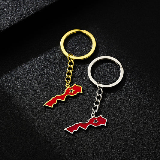 Colgante Vintage Llave Marroquí de Acero Titanio con Acabado Esmaltado Accesorio de Moda Unisex