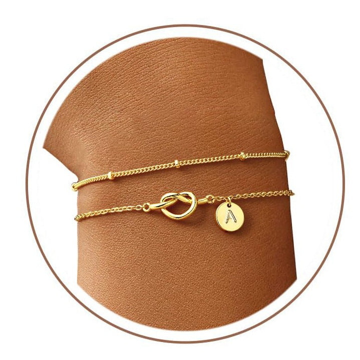 Fashion Layered Stainless Steel Letter Bracelet for Women