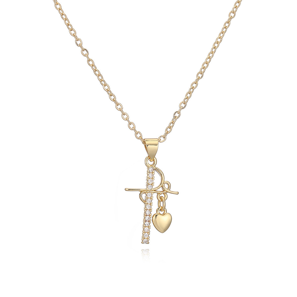 Minimalist 18K Gold Plated Brass Cross Pendant Necklace for Women