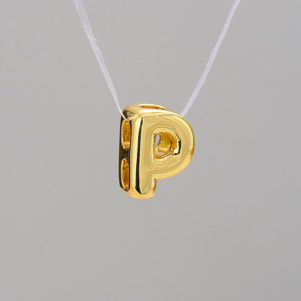 Gold Plated Brass Letter Pendant Stainless Steel Box Chain Necklace Charm Bar