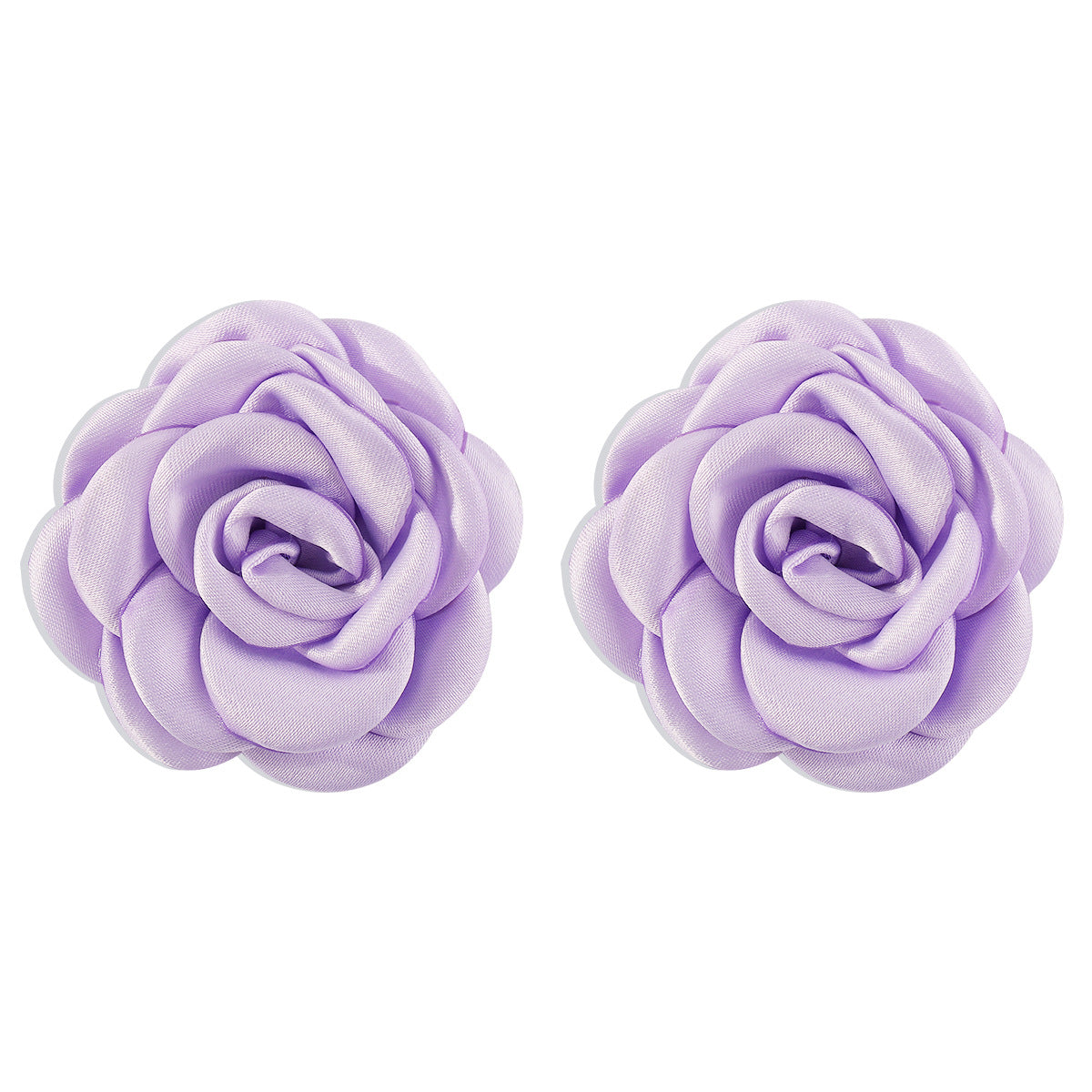 Dulces y Atrevidos Aretes Geométricos de Rosa con Detalles de Camelias de Tela en Colores Pastel Macaron