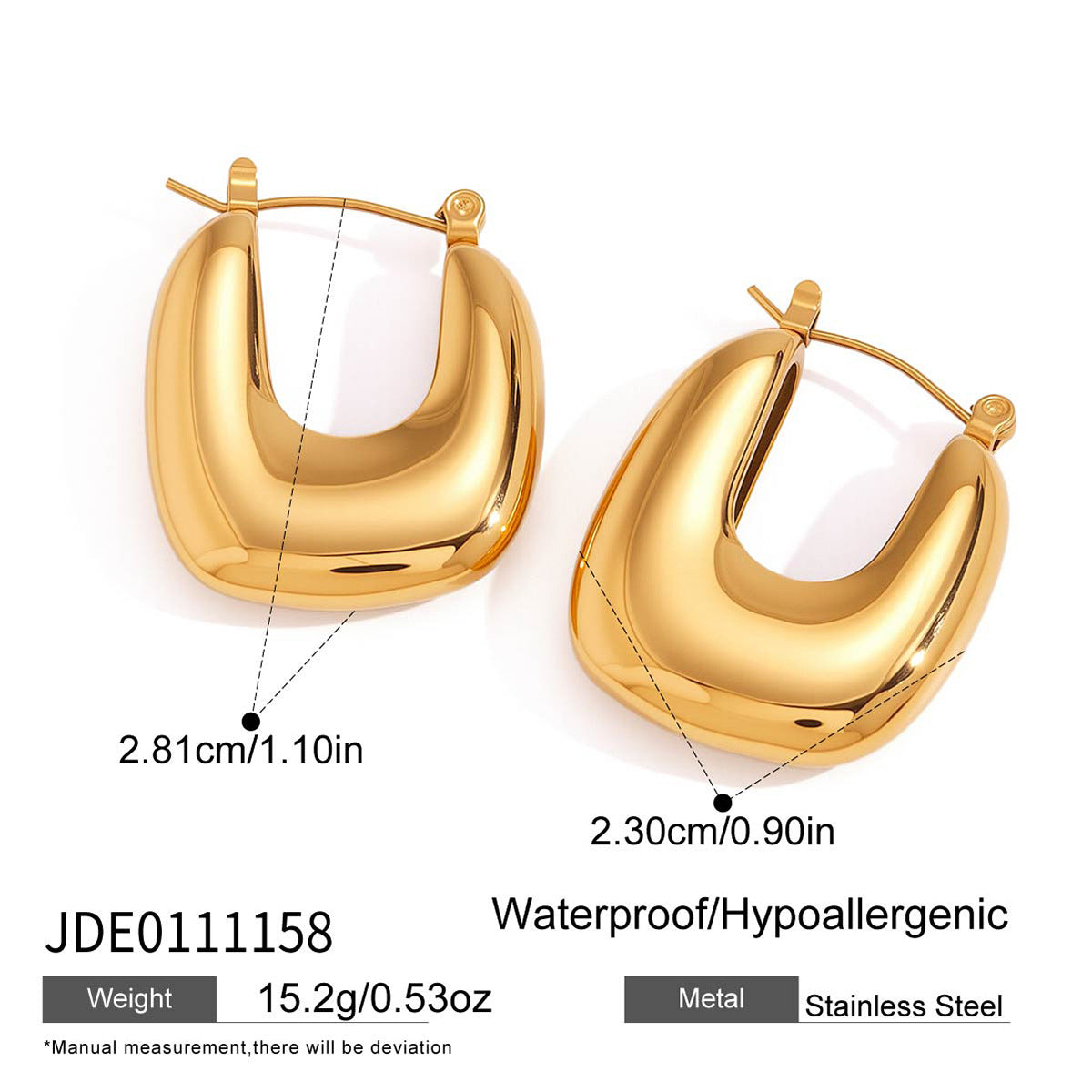 Orecchini a Cerchio da Donna in Acciaio Inossidabile Geometrici Placcati Oro