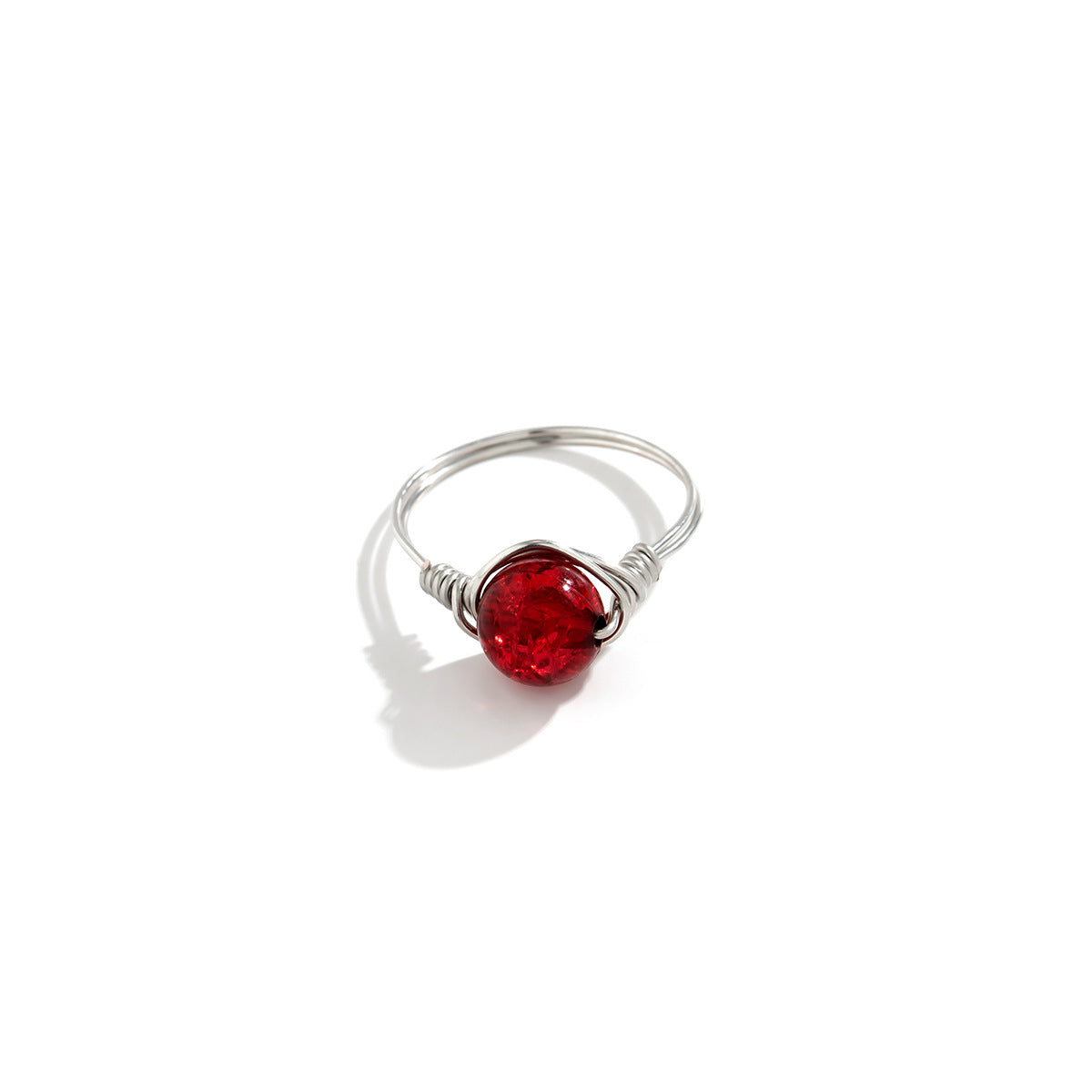 Anello da donna in rame stile rustico minimalista con perline geometriche circolari
