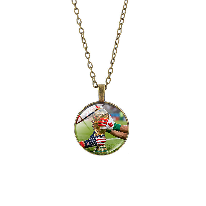 Vintage Sporty Geometric Alloy Pendant Necklace with Crystal Charm for Unisex