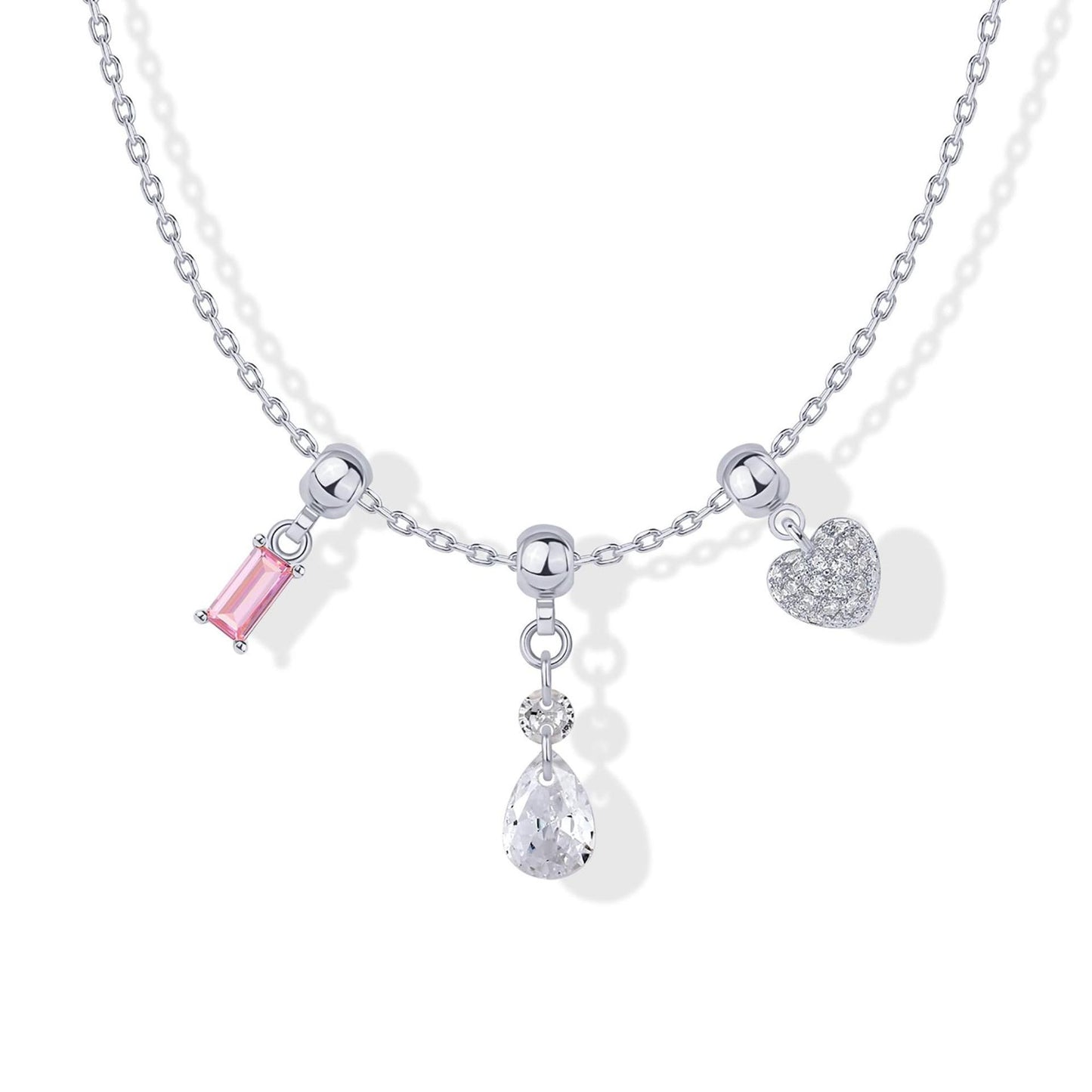 Minimalist Butterfly Heart Star Zircon Pendant Necklace for Women in Plated Copper with Mixed Gemstone Inlay