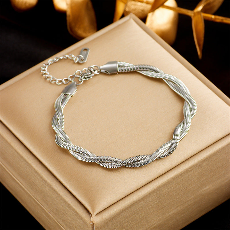 Minimalist Fashionable Stainless Steel Electroplated Round Pendant Bracelet with Rhinestone Accents Butterfly and Eye Motifs for Women