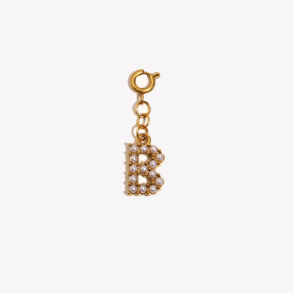 Barretta con Ciondolo a Lettera o Numero in Acciaio Inossidabile Placcato Oro 18K Minimalista da Donna