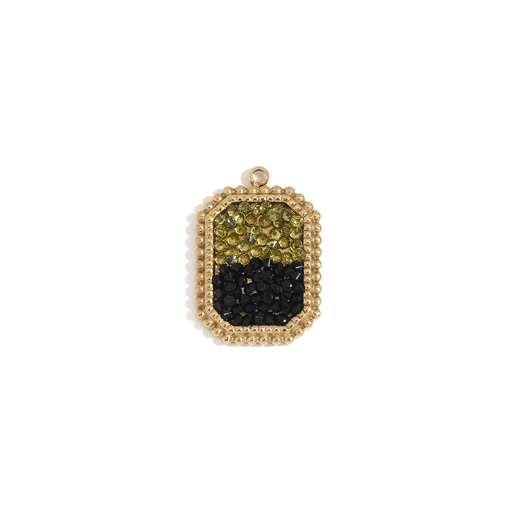 Minimalist Geometric Heart Pendant for Women Stainless Steel with 18K Gold Plating and Micro-Pave Colored Rhinestones