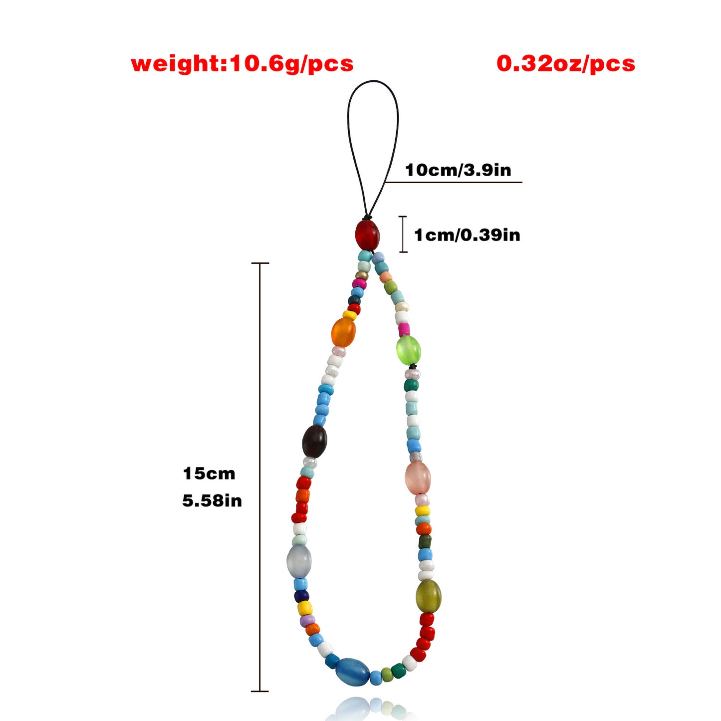 Sweet Oval Alloy Beaded Phone Chain Plated Multi-Color Seed Beads