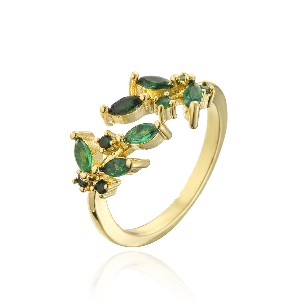 Minimalist Geometric Open Ring 18K Gold Plated Copper Micro Paved Zircon Women Fashion Jewelry