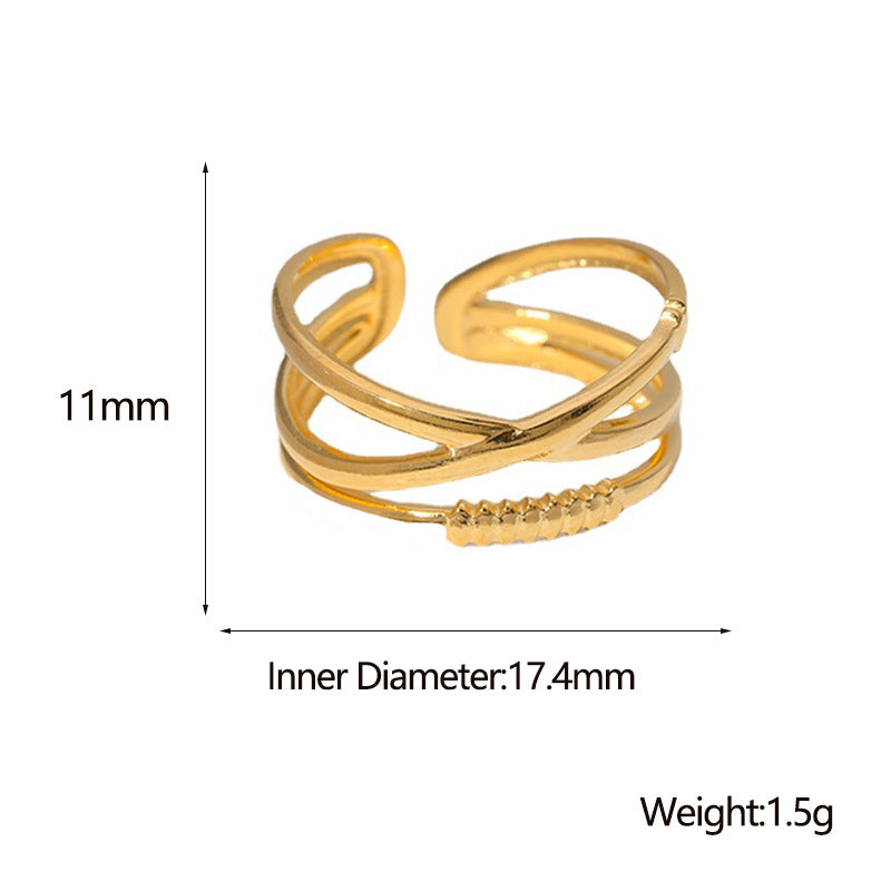 Minimalist Geometric Plated Stainless Steel Open Ring for Women