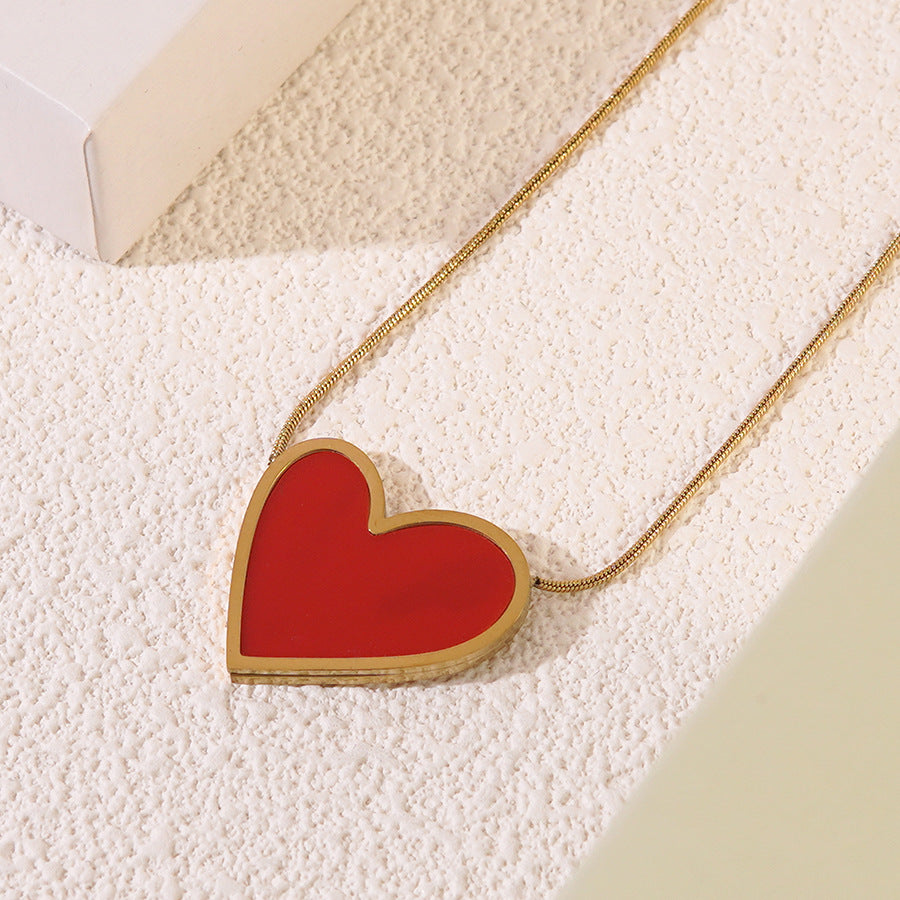 Elegante collana a cuore in acciaio inossidabile placcato con catena a serpente gioielli unisex