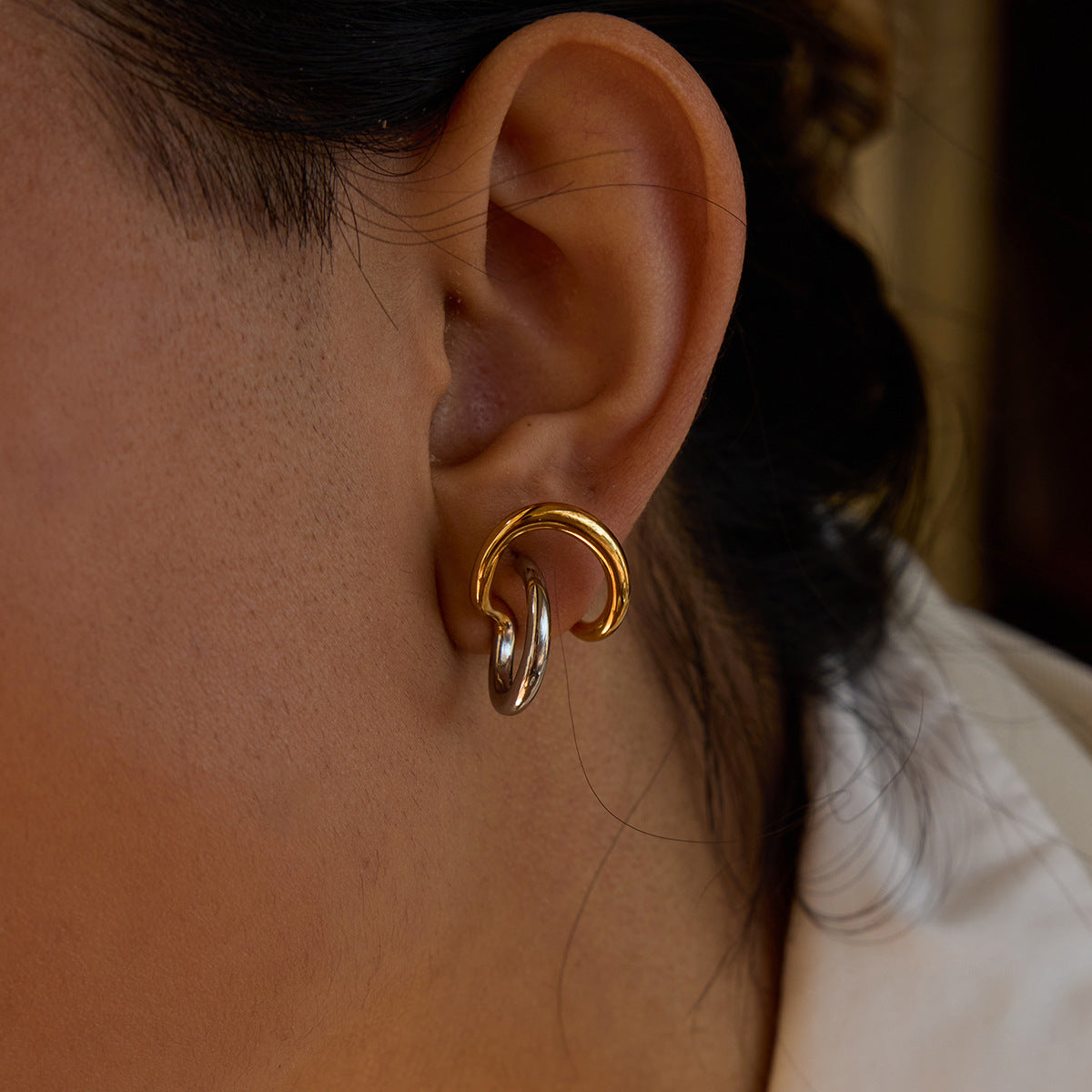 Geometric Plated Stainless Steel Earrings for Women