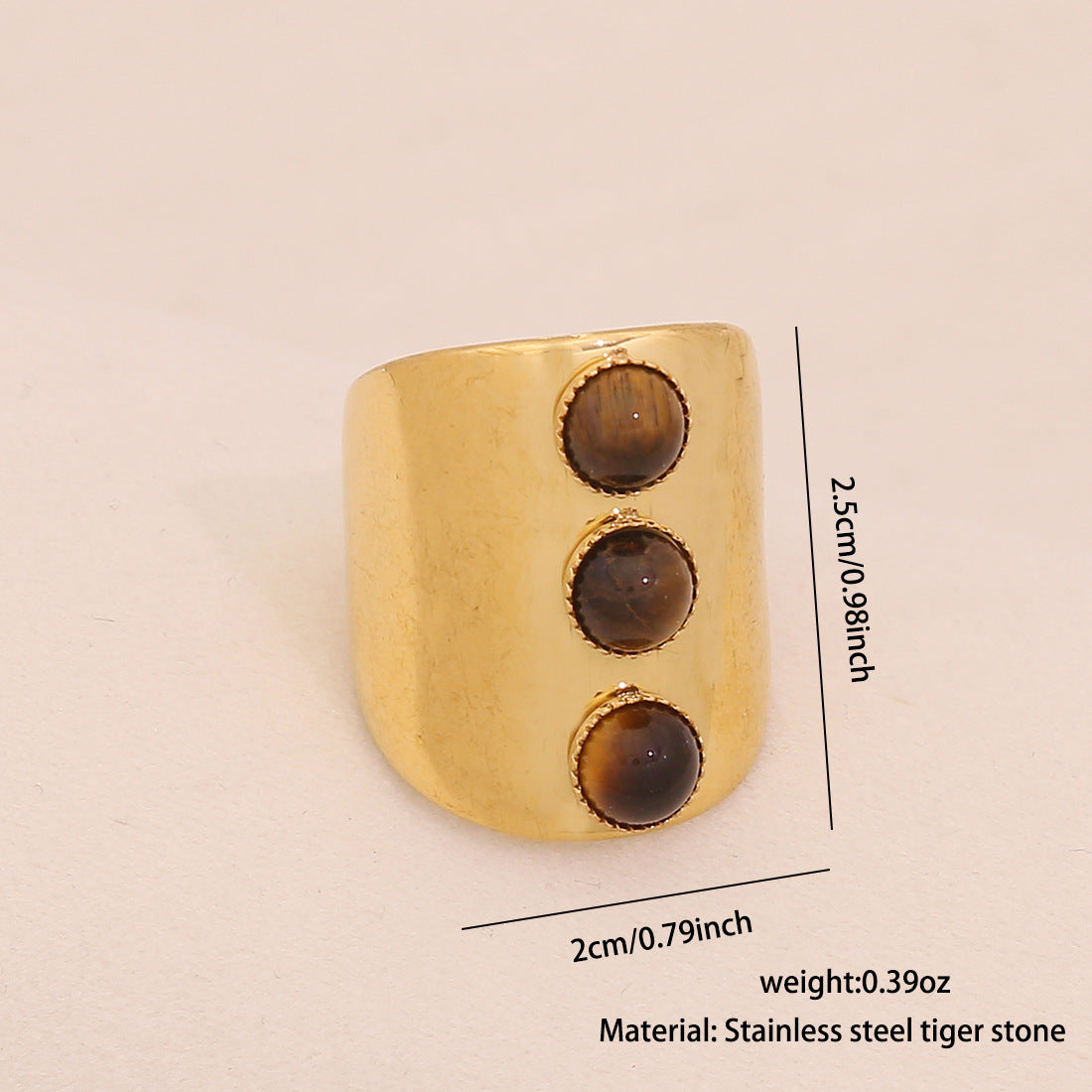 Anello da donna minimalista geometrico retrò in acciaio inossidabile con finitura placcata