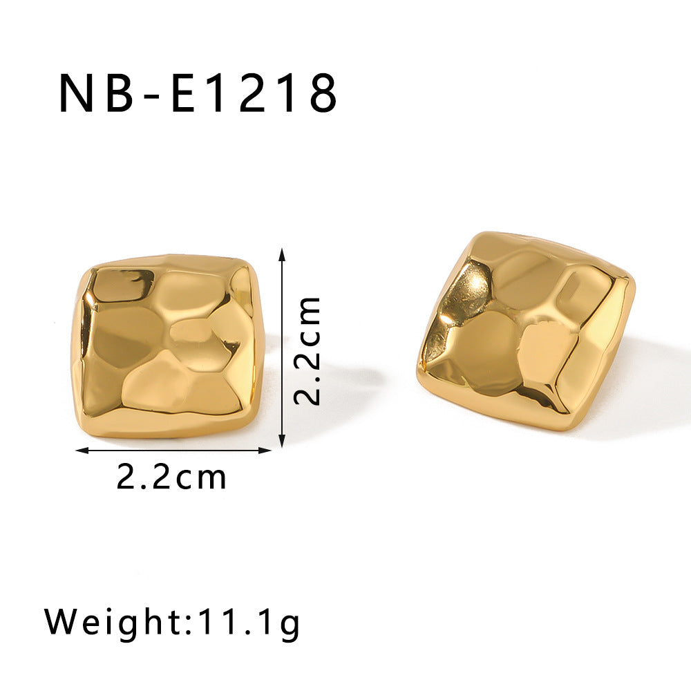 Minimalist Geometric Stainless Steel Earrings with Vacuum Plated 18K Gold Finish Asymmetrical Design for Women