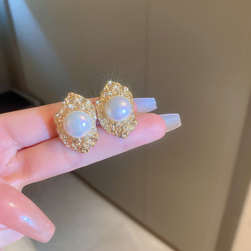 Vintage Floral and Teardrop Shaped Copper Earrings with 925 Silver Posts, Electroplated Finish, Elegant Court-Inspired Retro Ear Jewelry for Women