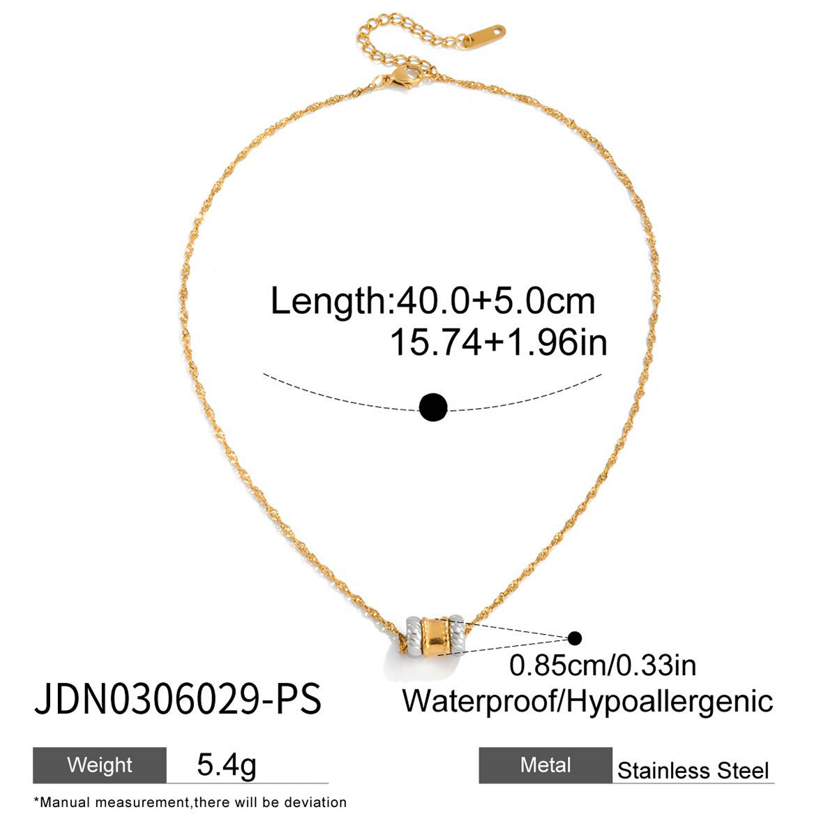 Collana da Donna Minimalista Geometrica Rotonda in Acciaio Titanio Placcato Catena per Clavicola in Acciaio Inossidabile