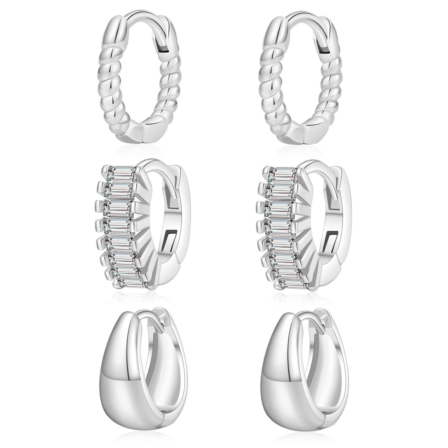 Gold Plated Brass Geometric Round Hoop Earrings with Cubic Zirconia for Women