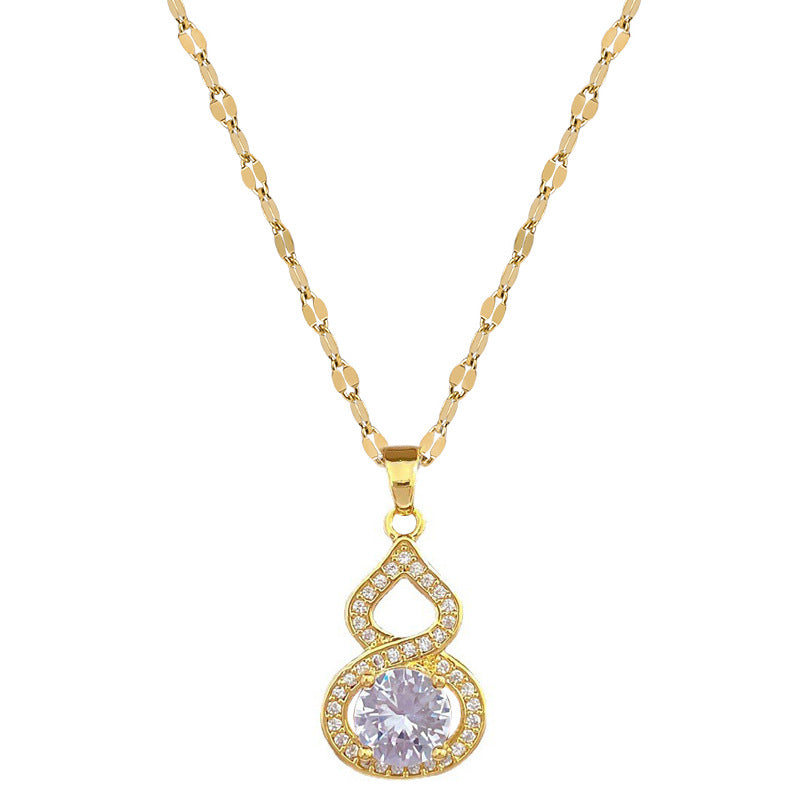 Collana da Donna Minimalista Geometrica in Acciaio al Titanio con Intarsio Completo di Diamanti
