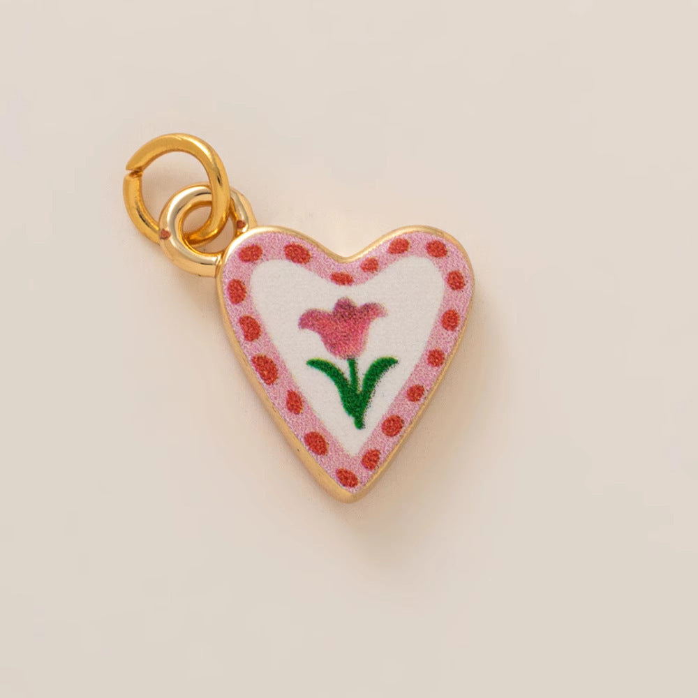 Minimalist Luxury 18K Gold Plated Heart Teardrop Floral Brass Pendant