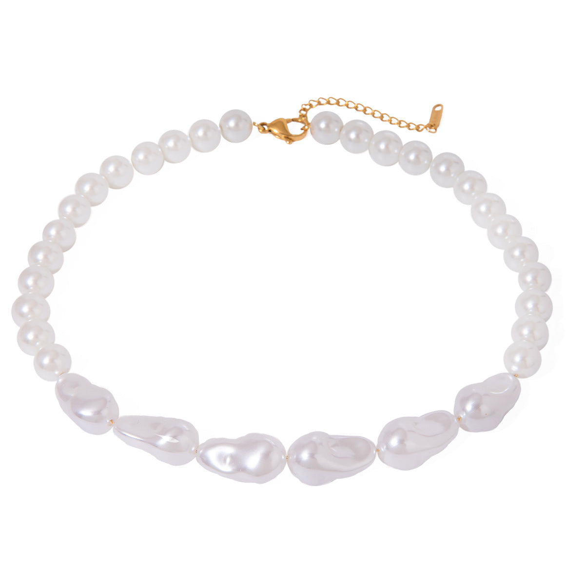 Collar de perlas minimalista y geométrico de acero de titanio con acabado galvanizado para hombres y mujeres