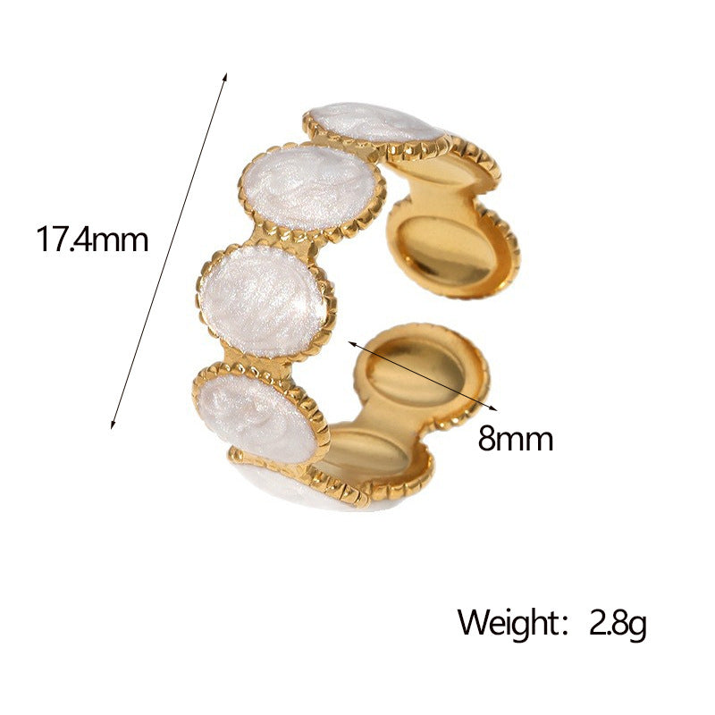 Minimalist Crown-Shaped Titanium Steel Adjustable Open Ring for Women with Plated Finish