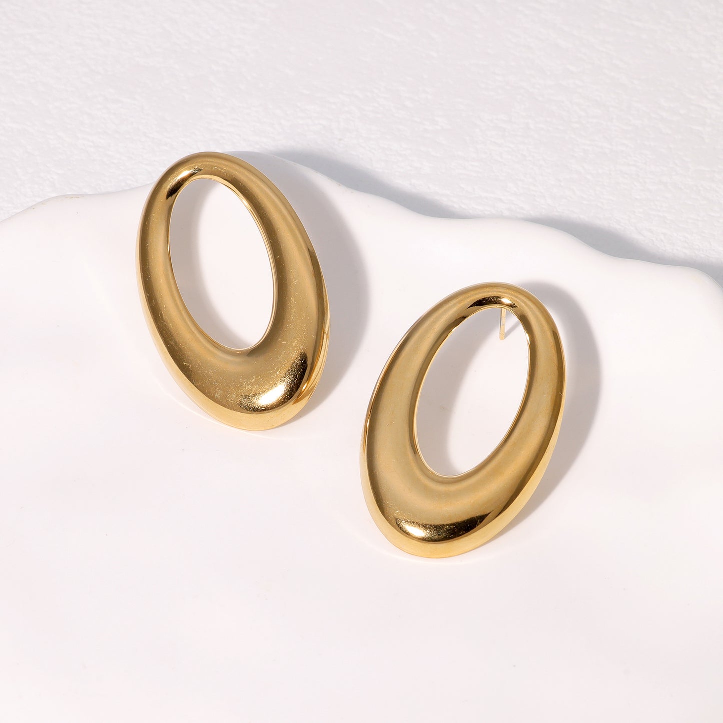 Minimalist Stainless Steel Hoop Stud Earrings with Polished Finish for Women