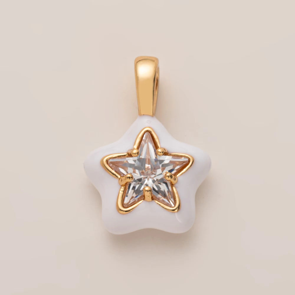 Minimalist Luxury 18K Gold Plated Brass Star Moon Heart Pendant Cable Chain Necklace Unisex