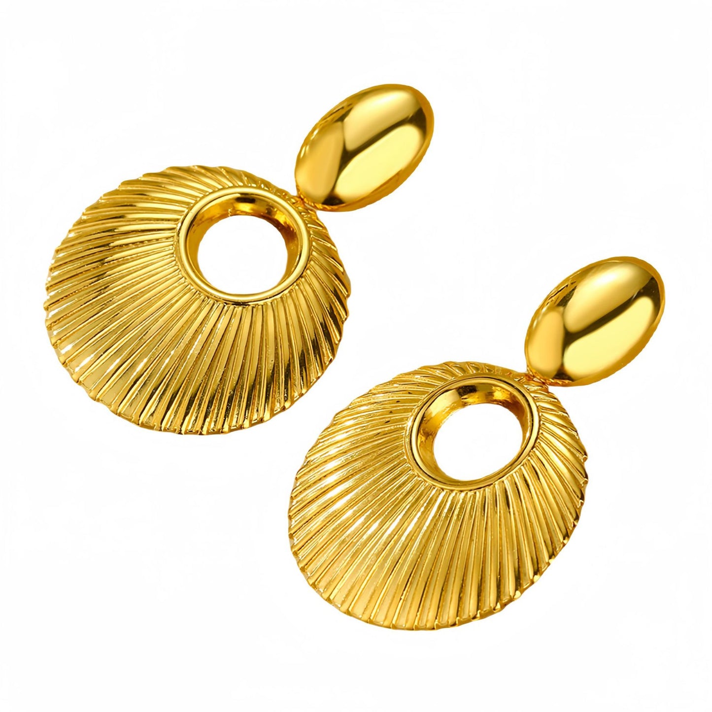 Pendientes redondos minimalistas de acero titanio huecos de moda para mujer con acabado chapado y aspecto lujoso de primera calidad
