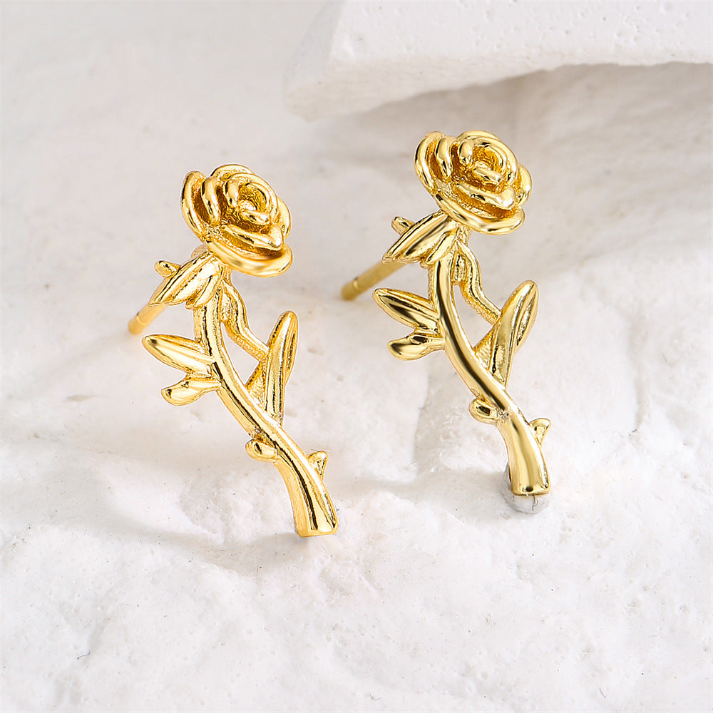 Butterfly-Shaped Geometric Stud Earrings for Women in Copper with 18K Gold Plating and Zircon Inlay