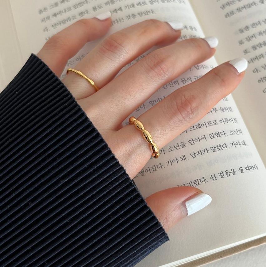 Minimalist Olive-Shaped 925 Sterling Silver Ring for Women Geometric Design