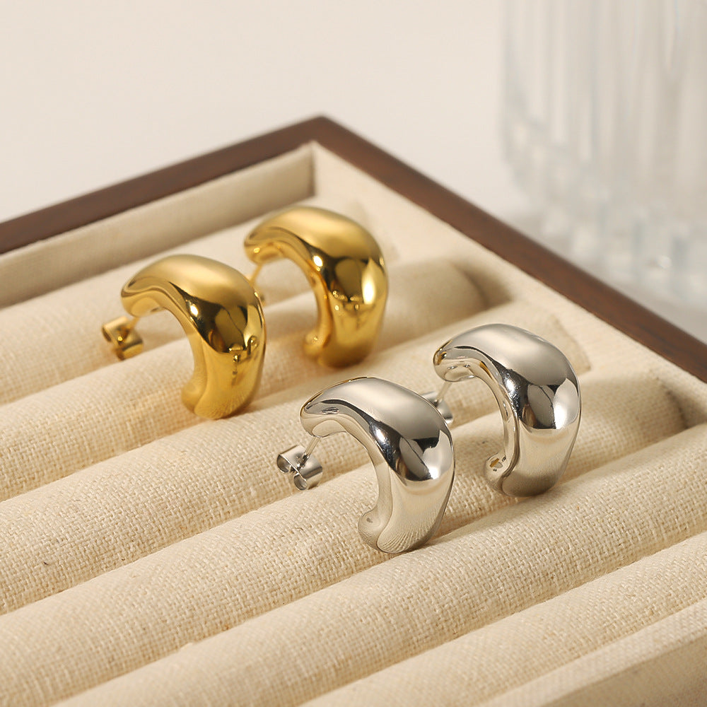 Orecchini geometrici irregolari in acciaio inossidabile con placcatura in oro 18 carati, gioielli da donna alla moda e minimalisti