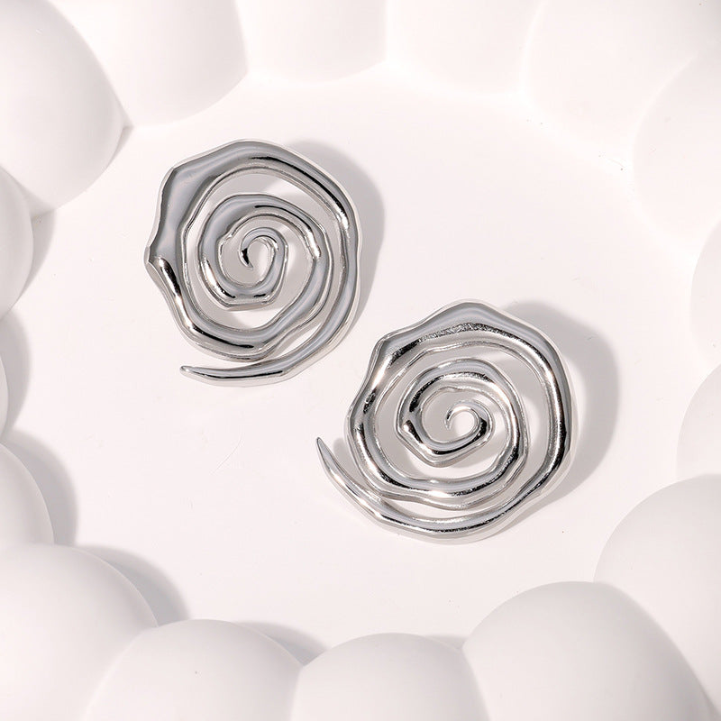 Minimalist Geometric Stainless Steel Gold-Plated Earrings with Clean Line Design for Women