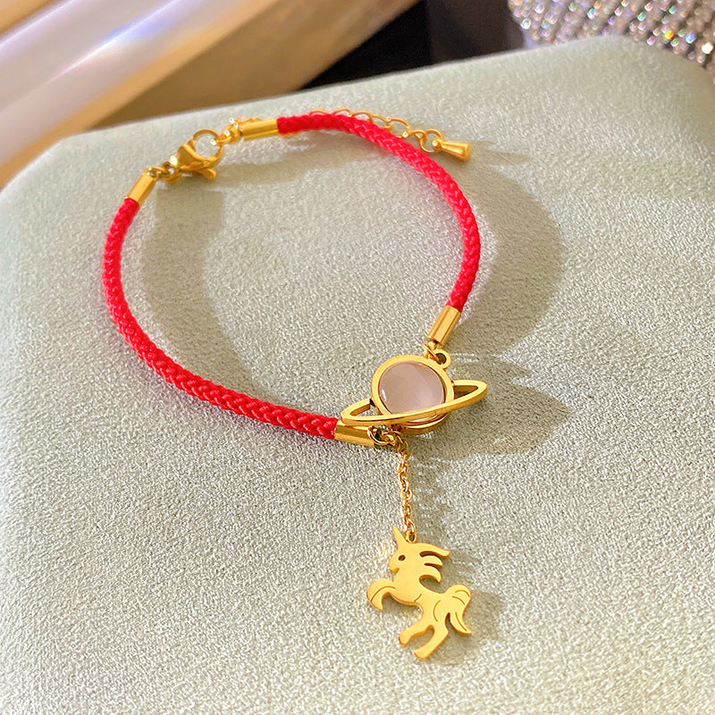Luxury Elegant Animal Planet Tassel Titanium Steel Bracelet