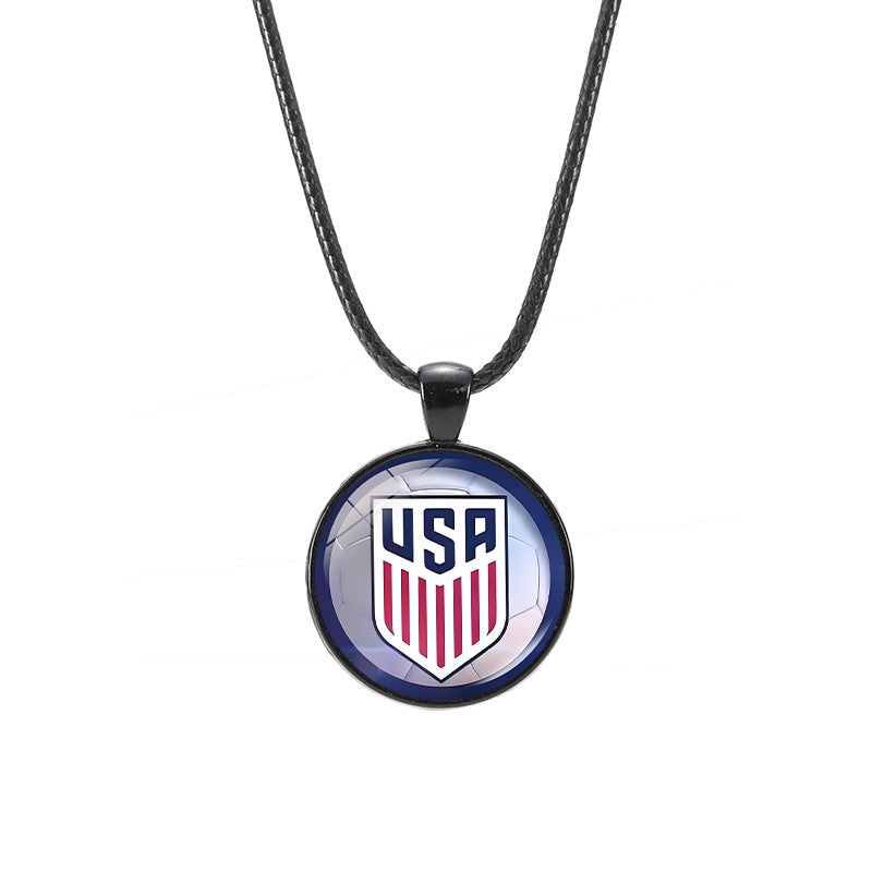 Sporty Geometric Crystal Alloy Pendant Necklace Unisex Casual Leather Cord