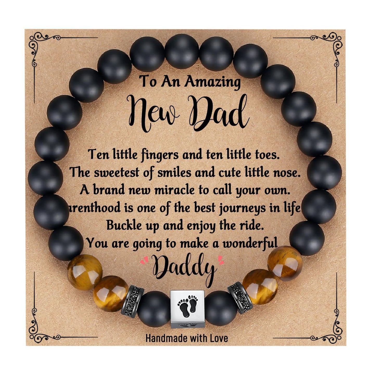 Matte Black Tiger Eye Agate Geometric Stainless Steel Bracelet for Men