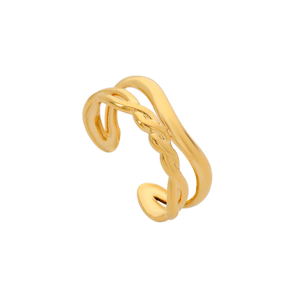 Minimalist Geometric Round Plated Titanium Steel Adjustable Open Ring Unisex
