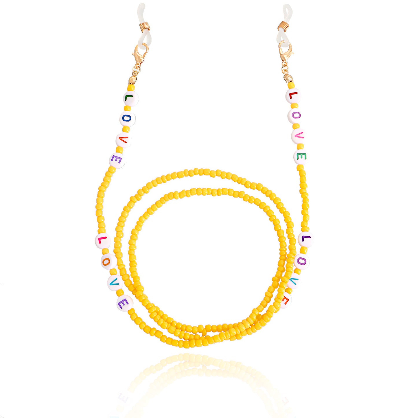 Bohemian Solid Color Letter Glass Beads Eyeglass Chain for Women