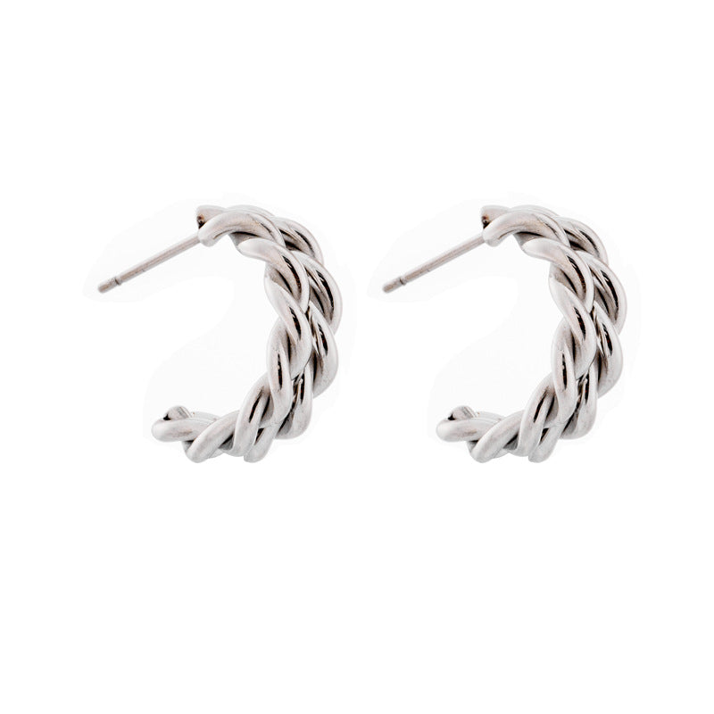Pendientes de Acero Inoxidable Trenzado Geométricos Minimalistas para Mujer con Acabado Chapado