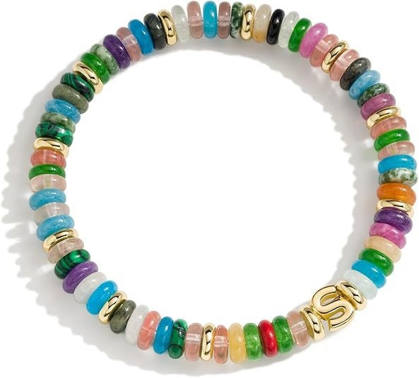Bohemian Sweet Natural Gemstone Letter Beaded Bracelet for Women