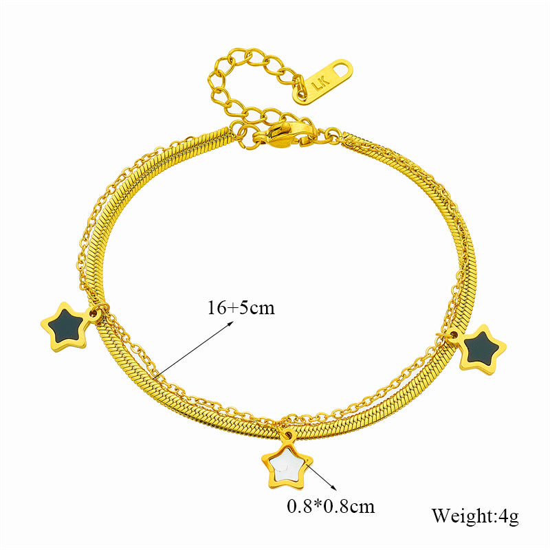 Bracciale con ciondolo a stella bicolore minimalista in acciaio al titanio per donna
