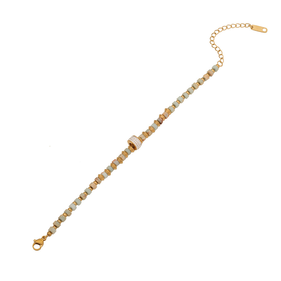 Pulsera vintage de cobre en forma de corazón con cuentas para mujer, con artesanía hecha a mano y detalles de piedras naturales