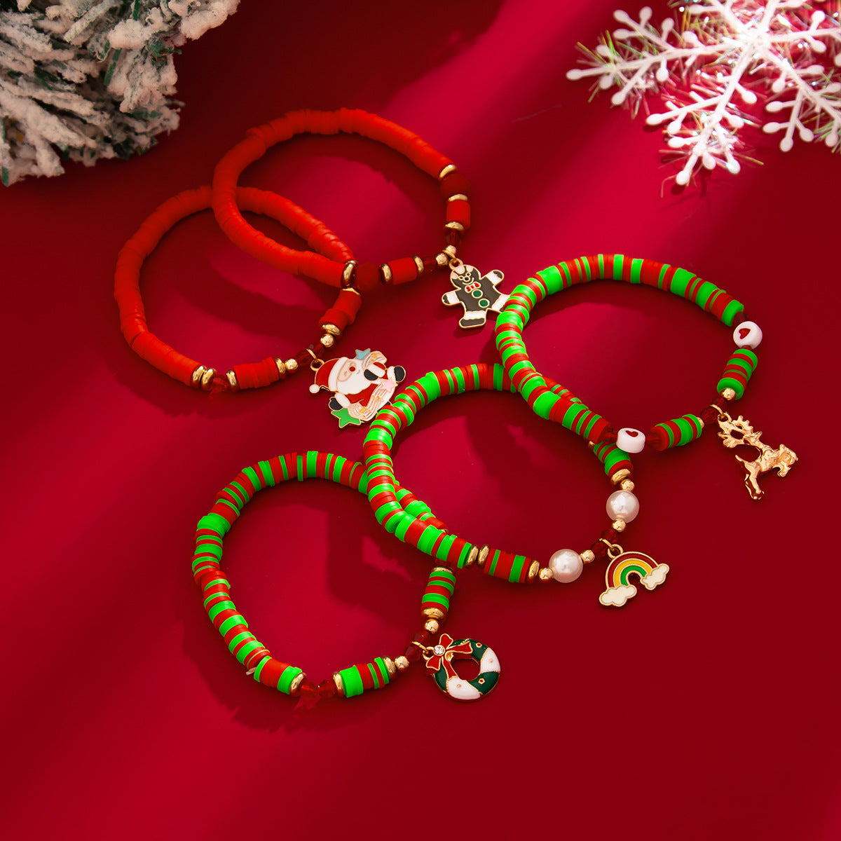 Minimalist Colorful Letter and Number Resin Beaded Bracelet Set Plated