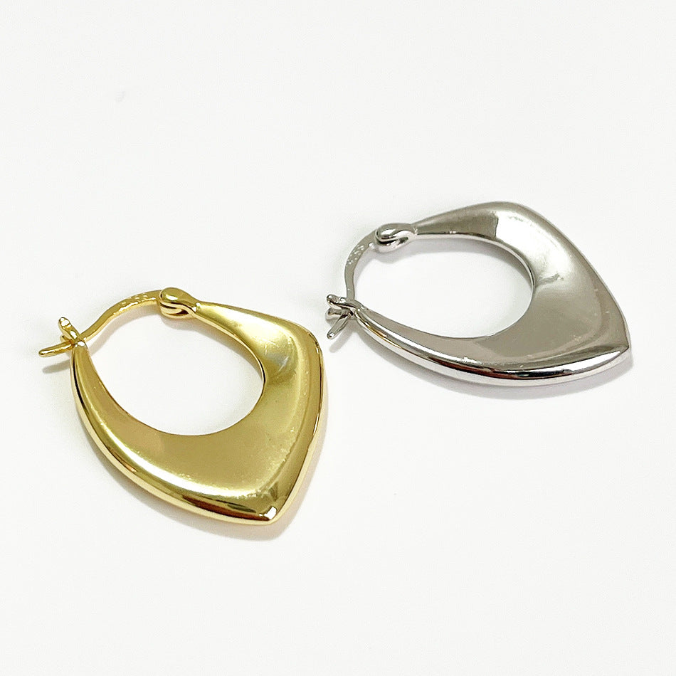 Minimalist Sweet 925 Sterling Silver Teardrop Earrings with Pearl Inlay in 18K Gold and White Gold Plated Finish
