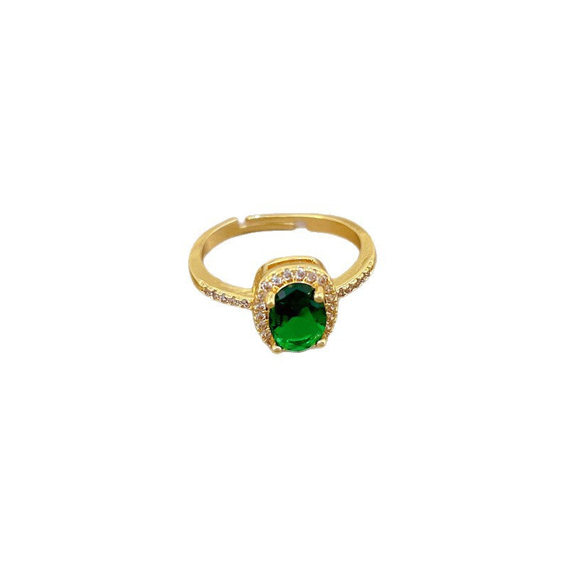 Sweet Minimalist Gold Plated Crown Shape Brass Ring with Sapphire Inlay Adjustable Open Band for Women and Couples