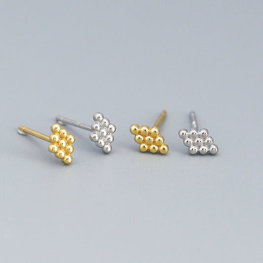 Sweet Minimalist 925 Sterling Silver Geometric Polka Dot Stud Earrings Plated