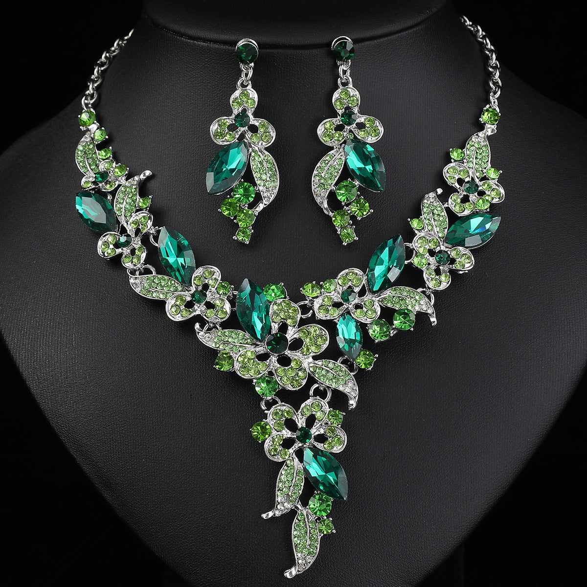 Personalized Floral Alloy Jewelry Set with O-Chain Necklace and Earrings